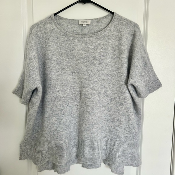 Kinross Cashmere Light Gray Women's Sweater Top Short Sleeve Large - Picture 1 of 3